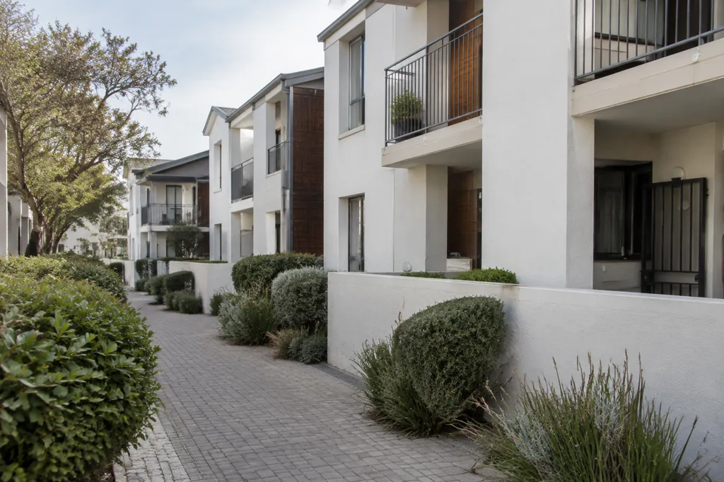 An orderly shared residential property with maintained common areas